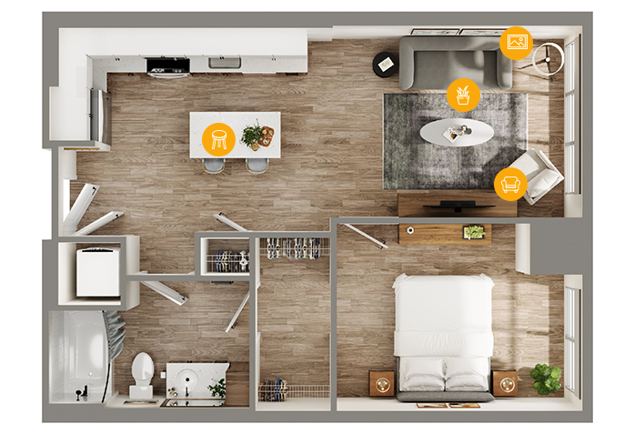 Image For One Bedroom - Living